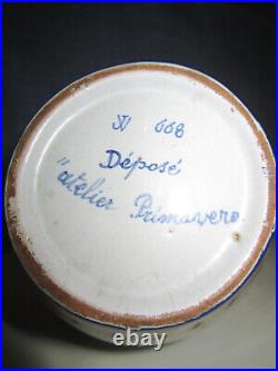 Vase En Ceramique Signee, Atelier Primavera Jv 668 Depose Epoque Art Deco