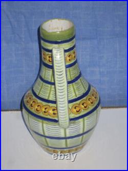 Vase En Ceramique Signee, Atelier Primavera Jv 668 Depose Epoque Art Deco