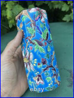 Vase Faïence Emaillée Longwy 1930 Fleurs Art Déco