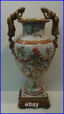 Vase Figurine Fleur Style Art Deco Style Art Nouveau Porcelaine Bronze Ceramique
