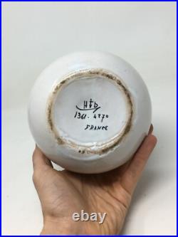 Vase Henri Delcourt Ovoïde céramique Art Déco Peint oiseaux