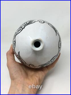 Vase Henri Delcourt Ovoïde céramique Art Déco Peint oiseaux