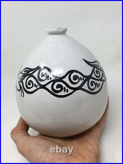 Vase Henri Delcourt Ovoïde céramique Art Déco Peint oiseaux