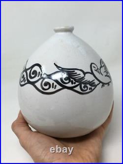 Vase Henri Delcourt Ovoïde céramique Art Déco Peint oiseaux