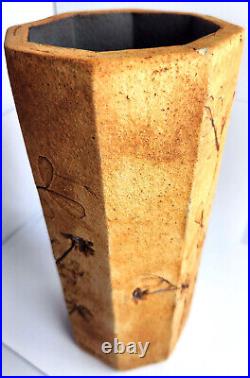 Vase Octogonal Céramique Raymond Leduc (L)25(l)10,30(h)23,50cm léger éclat