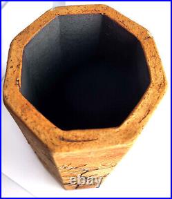 Vase Octogonal Céramique Raymond Leduc (L)25(l)10,30(h)23,50cm léger éclat