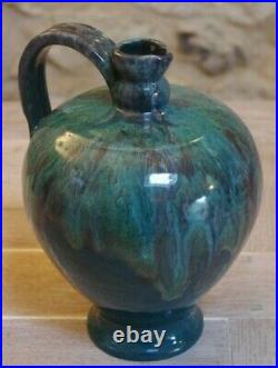 Vase VERT à anse FELIX GÊTE Céramique D'art de Bordeaux CAB 1930 Art Déco