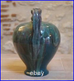 Vase VERT à anse FELIX GÊTE Céramique D'art de Bordeaux CAB 1930 Art Déco