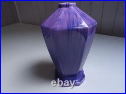 Vase à faces, octogonal, art déco, céramique émaillée flammée violet et rose