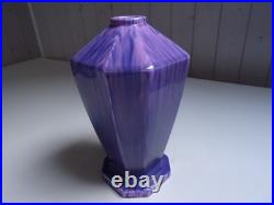Vase à faces, octogonal, art déco, céramique émaillée flammée violet et rose