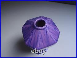 Vase à faces, octogonal, art déco, céramique émaillée flammée violet et rose