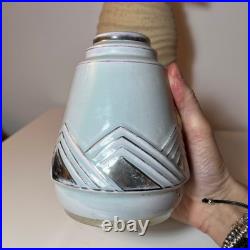 Vase ancien céramique art déco patine argent