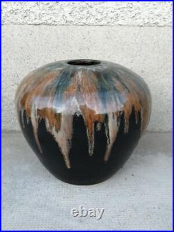 Vase art deco LEBRET MAUTE céramique coulures pottery