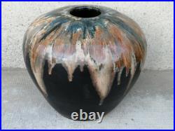Vase art deco LEBRET MAUTE céramique coulures pottery