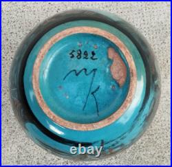 Vase art deco céramique design MENELIKA stylisé animaux fleurs doré suisse swiss
