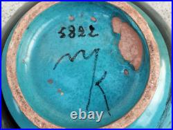 Vase art deco céramique design MENELIKA stylisé animaux fleurs doré suisse swiss