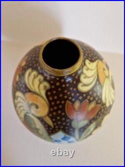 Vase art deco keramis Boch frères oiseaux et fleurs