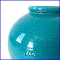 Vase boule Art Déco turquoise signé CAB, Céramique d'Art de Bordeaux, 1930s