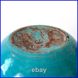 Vase boule Art Déco turquoise signé CAB, Céramique d'Art de Bordeaux, 1930s