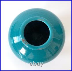 Vase boule Art Déco turquoise signé CAB, Céramique d'Art de Bordeaux, 1930s