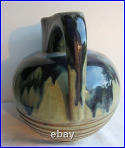 Vase boule à 2 anses, céramique émaillée, vernissée, Méténier Denbac, Art Déco