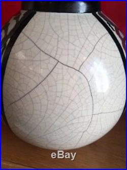 Vase boule ceramique craquelé art deco signé d'argyl