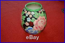 Vase céramique Keramis Frères Boch Belgique Catteau fleurs Art Déco XXème