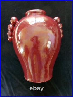 Vase céramique bordeaux ART DECO signé R. L. (Raoul LACHENAL) 35 cm DALPAYRAT