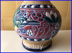 Vase céramique émaillé enameled art déco AMPHORA Tchécoslovaquie Czech 28,5 cm