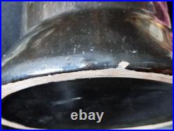 Vase céramique noire art deco nymphe decor relief menelika