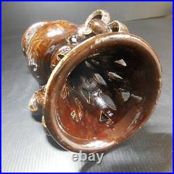 Vase céramique terre cuite barbotine fait main art nouveau déco France N5088