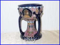 Vase en Céramique Récipient, Trois Coupe à Poignée Art Déco Motif Avec Hommes Vase en Céramique Récipient, Trois Coupe à Poignée Art Déco Motif Avec Hommes