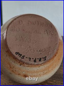 Vase en céramique Signé Duthoo Paris 7 ème 80 Rue Du Bac Style Art Déco