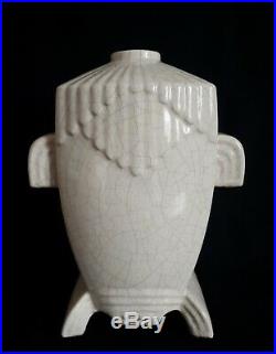 Vase en céramique craquelée 1930 Art Déco