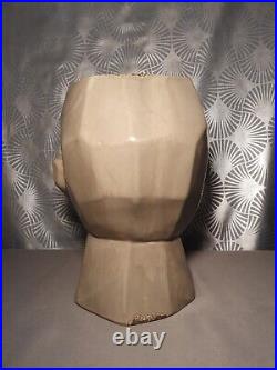 Vase en céramique émaillé tête buste homme cubique art deco sculpture