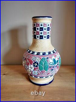 Vase faience émaillée ceramique tchèque art déco Amphora tchécoslovaquie