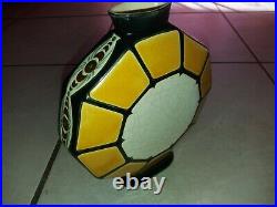Vase gourde décagonale céramique emaux de longwy art deco