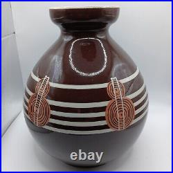 Vase italien vintage Art déco en céramique brune et blanche, 1940