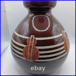 Vase italien vintage Art déco en céramique brune et blanche, 1940