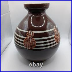Vase italien vintage Art déco en céramique brune et blanche, 1940