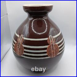 Vase italien vintage Art déco en céramique brune et blanche, 1940