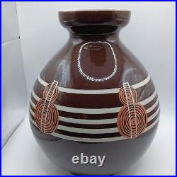 Vase italien vintage Art déco en céramique brune et blanche, 1940