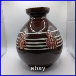 Vase italien vintage Art déco en céramique brune et blanche, 1940