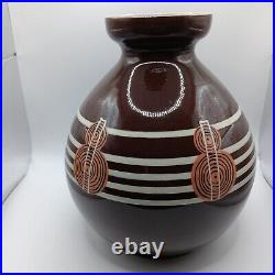 Vase italien vintage Art déco en céramique brune et blanche, 1940
