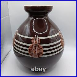 Vase italien vintage Art déco en céramique brune et blanche, 1940