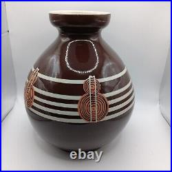 Vase italien vintage Art déco en céramique brune et blanche, 1940