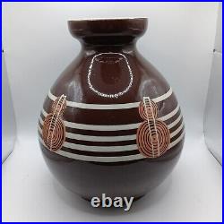 Vase italien vintage Art déco en céramique brune et blanche, 1940
