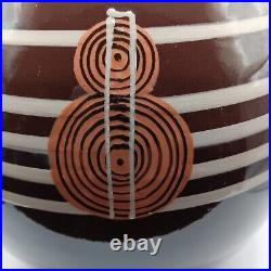 Vase italien vintage Art déco en céramique brune et blanche, 1940
