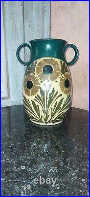 Vase tournesol ceramique ELCHINGER Alsace Soufflenheim art deco