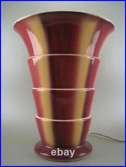 Vase tulipe cornet ART DECO 1930 en faïence de Villeroy & Boch monté en lampe